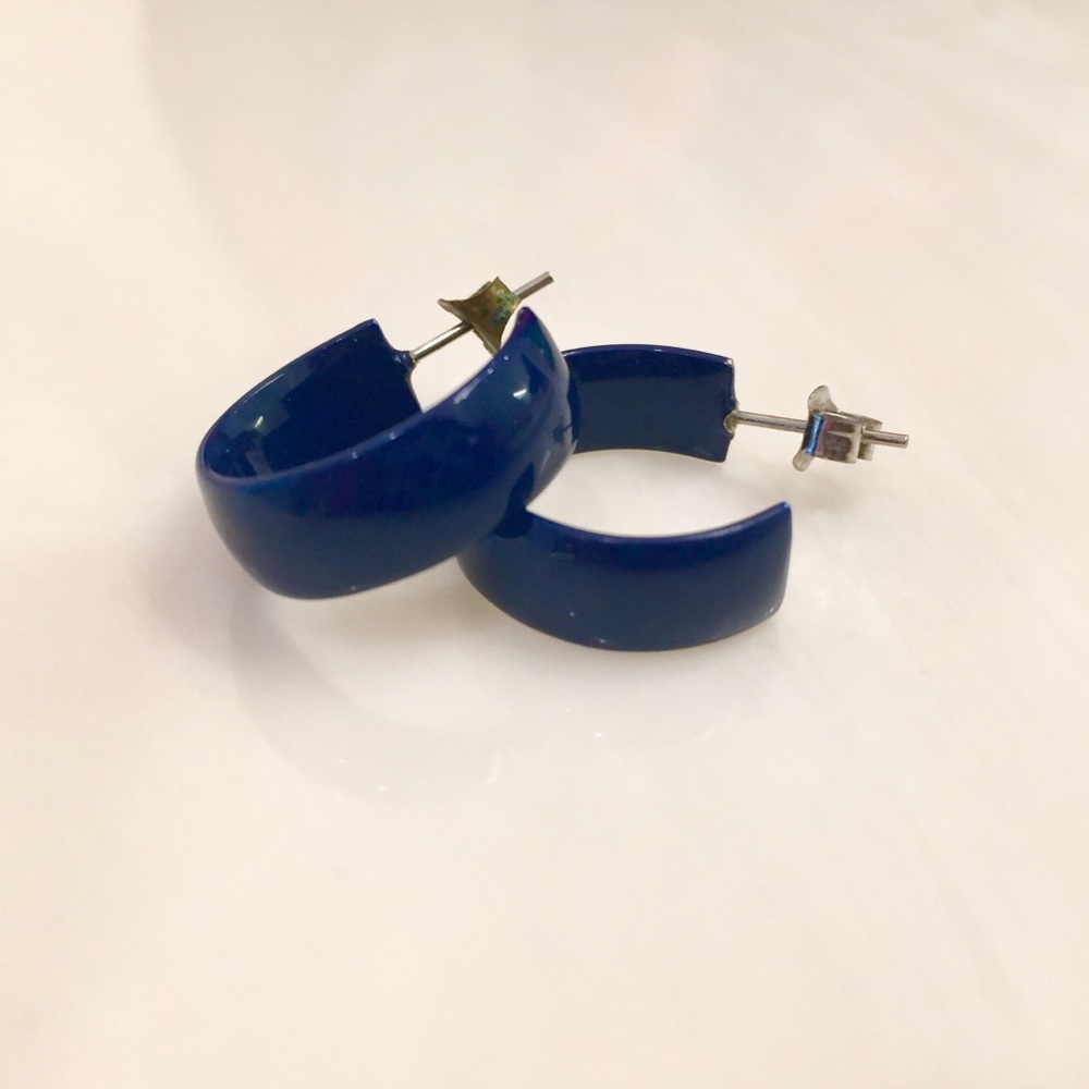 Vintage 80s blue hoop earrings